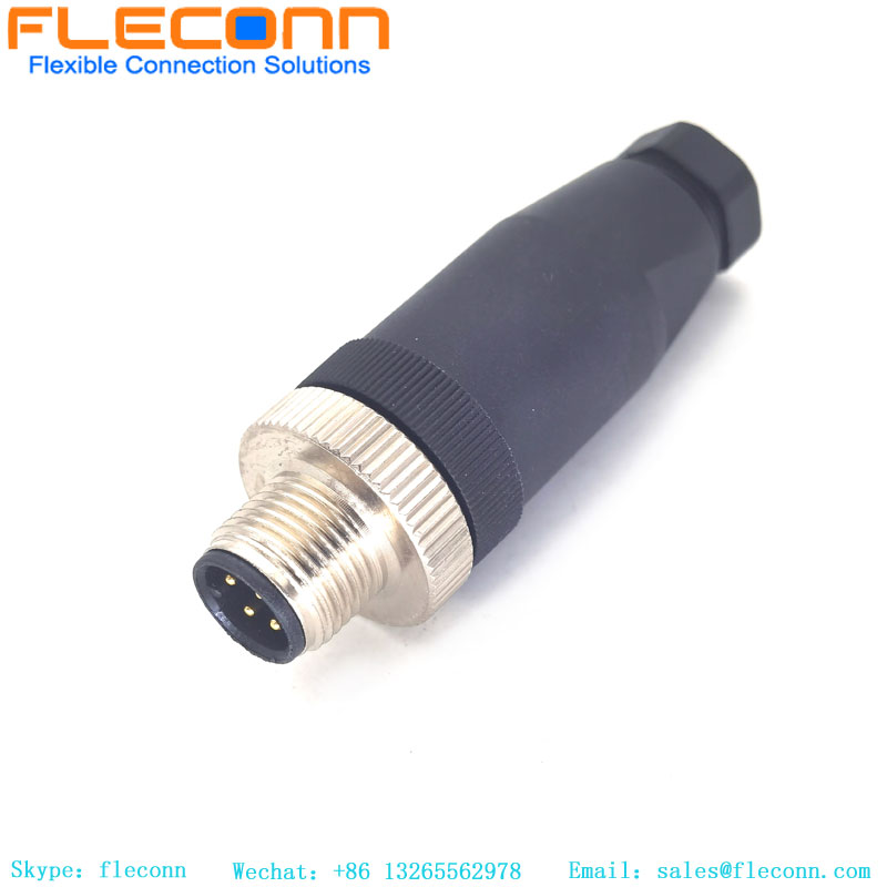 Conector macho M12 de 4 pinos