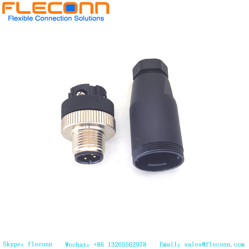 Conector macho M12 de 4 pinos