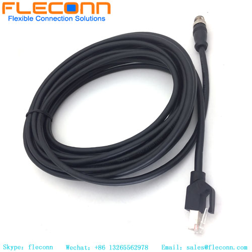 M12 4P Macho com código D para cabo conector RJ45