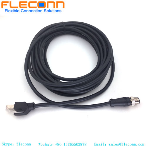 M12 4P Macho com código D para cabo conector RJ45