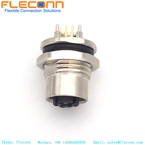 M12-X 8 Pin Female Panel Mount Connector