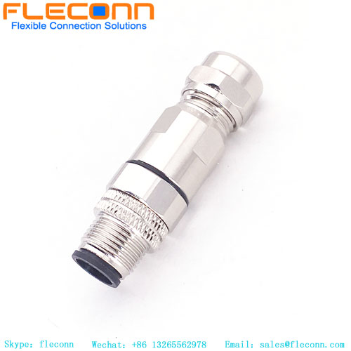Conector macho M12 de 12 pinos, um conector de metal à prova d'água codificado