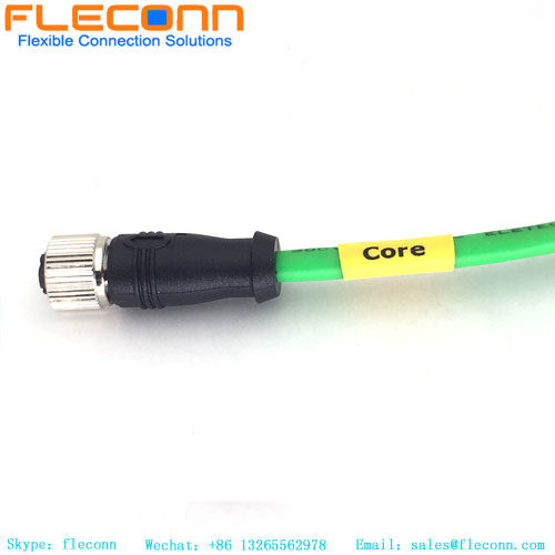 Cabo conector M12 codificado em X para codificado em D, linha de transmissão de alta velocidade Ethernet industrial Cat6A