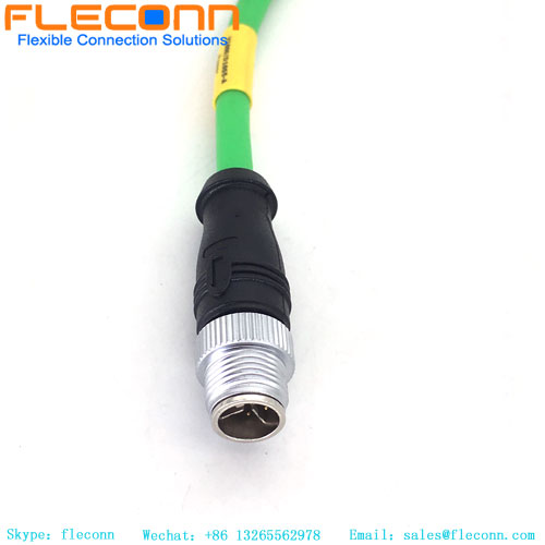 Cabo conector M12 codificado em X para codificado em D, linha de transmissão de alta velocidade Ethernet industrial Cat6A