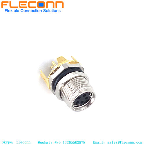 Conector de montagem PCB M8 de 5 pinos com suporte de proteção