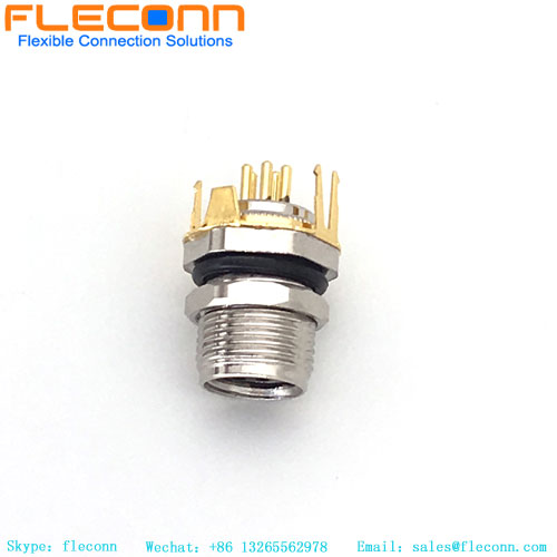 Conector de montagem PCB M8 de 5 pinos com suporte de proteção