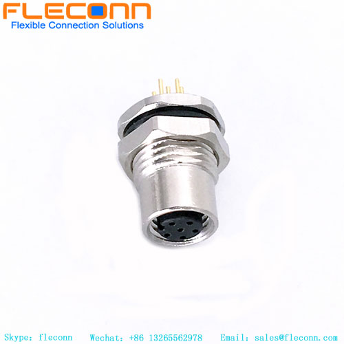 Conector PCB para montagem em painel frontal M8 de 6 pinos