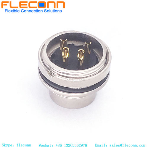 Conector macho de montagem em painel M16 de 4 pinos