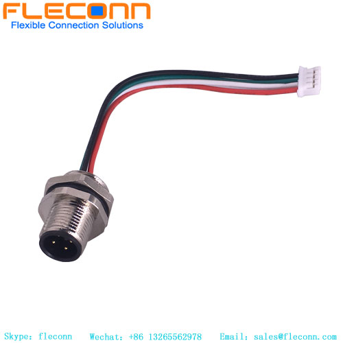 Código M12 Ip67 conector à prova d'água cabo de 5 pinos fio macho circular um código conector de montagem em painel de plástico