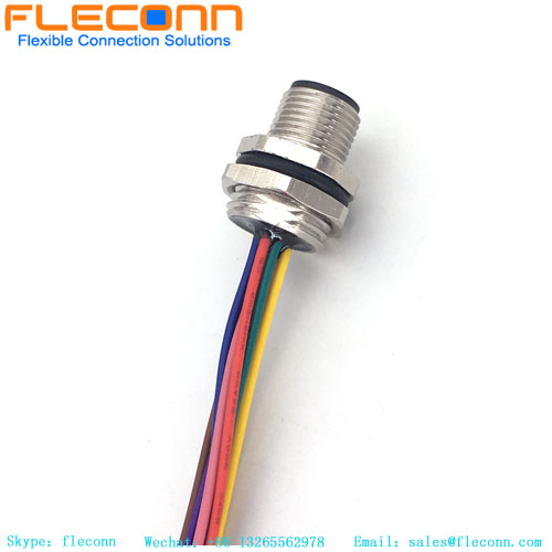 Código M12 Ip67 conector à prova d'água cabo de 5 pinos fio macho circular um código conector de montagem em painel de plástico