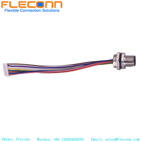 Código M12 Ip67 conector à prova d'água cabo de 5 pinos fio macho circular um código conector de montagem em painel de plástico