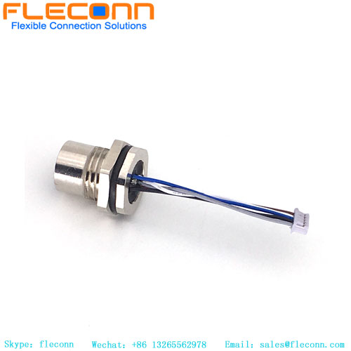 M12 Um conector de montagem em painel traseiro de código 5 pólos com fio para automação de fábrica