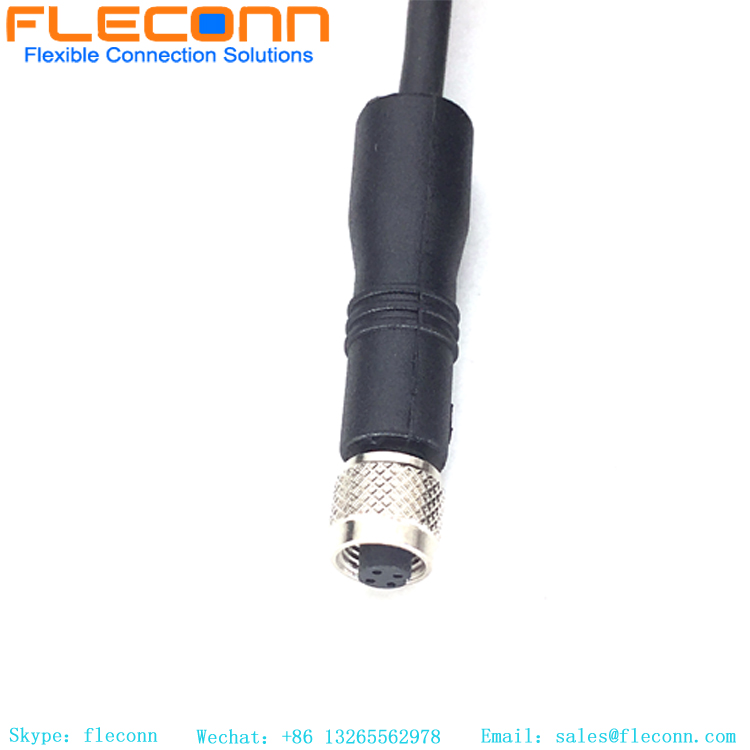 Cabo do sensor M5 conector fêmea de 3 pinos, cabo PUR de classe à prova d'água IP67