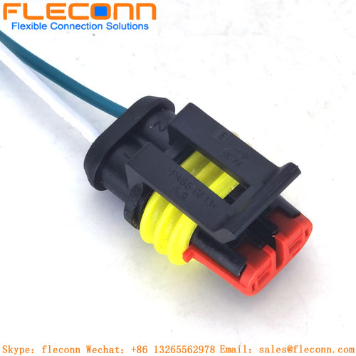 Chicote de fios impermeável 2P do conector de TE 282080-1 AMP fêmea