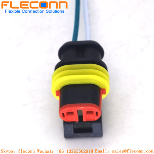 Chicote de fios impermeável 2P do conector de TE 282080-1 AMP fêmea