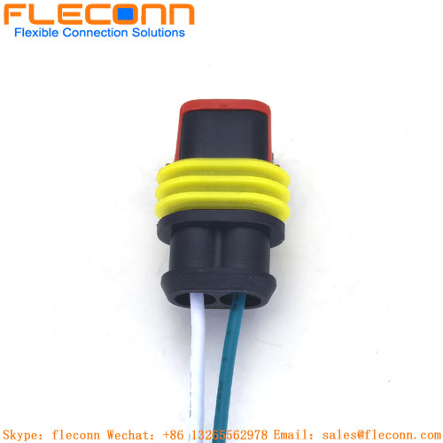 Chicote de fios impermeável 2P do conector de TE 282080-1 AMP fêmea