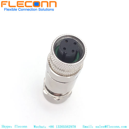 Conector montado fêmea M12 de 4 pinos