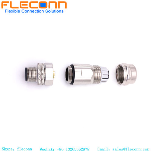 Conector macho reto M12 8 Pólos