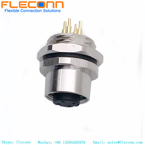 Conector de montagem em painel M12 de 4 pinos