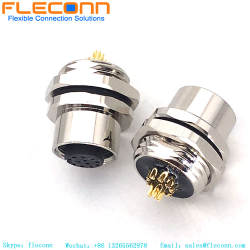 Conector M12 A codificado de 12 pinos, montagem no painel frontal