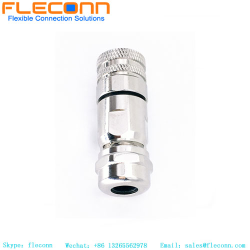 Conector fêmea com código A M12 de 12 pólos