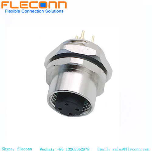 Conector de montagem em painel M12 de 4 pinos