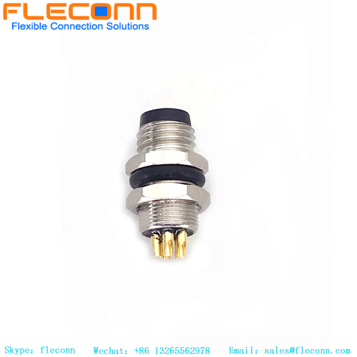 Conector macho de montagem em painel M8 de 5 pinos