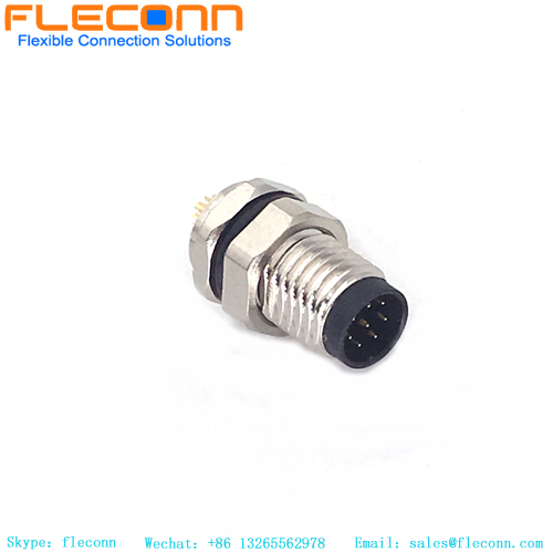 Conector de montagem com fixação frontal M8 de 8 pinos