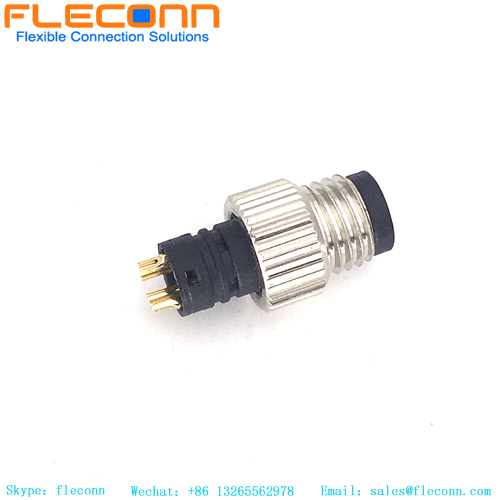 Soquete sobremoldado macho M8 de 4 pinos