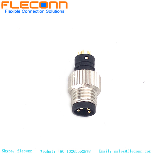 Soquete sobremoldado macho M8 de 4 pinos