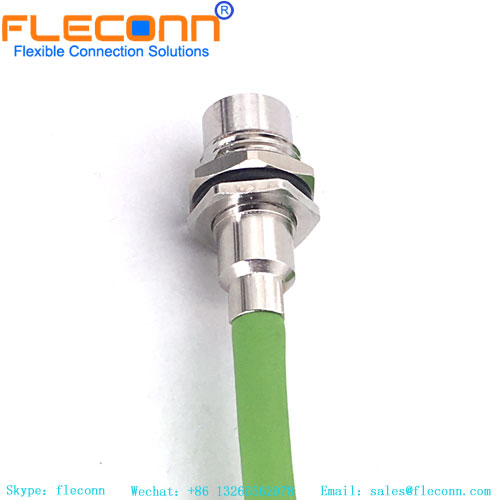 Cabo conector fêmea para montagem em painel com código D M12