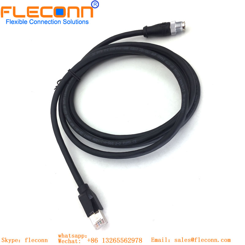 M12 ethernet industrial X codificou o cabo impermeável do conector 8Pin fêmea