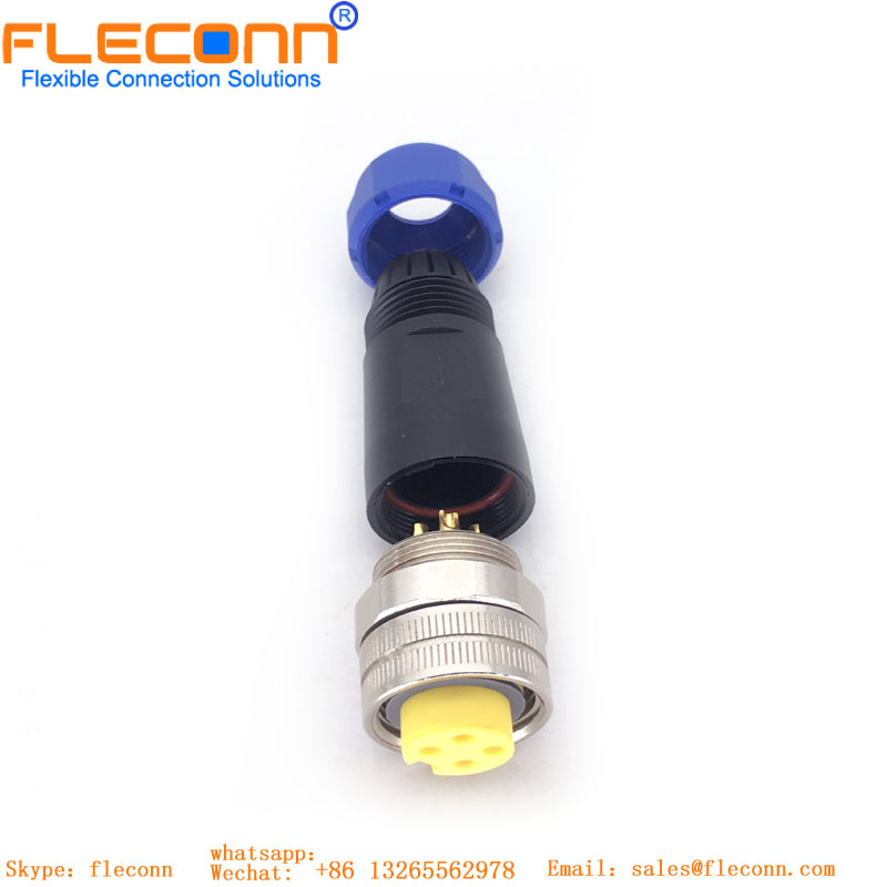 Conector circular de proteção metálica M12 de 17 pinos