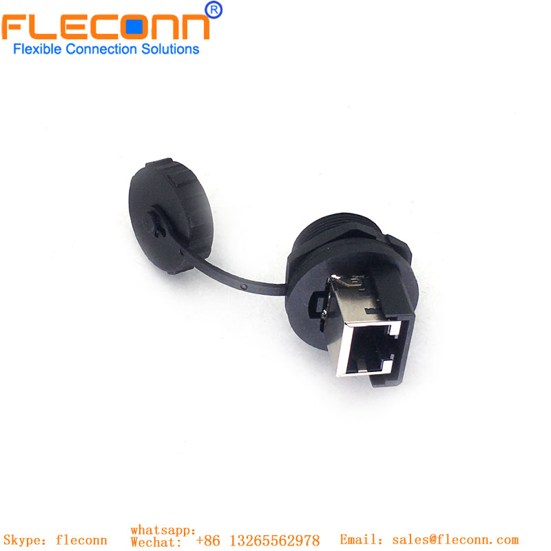 Conector fêmea de montagem em painel com código X M12 para cabo RJ45 com conector de placa XAD 2,5 mm passo B10B-XADSS-N