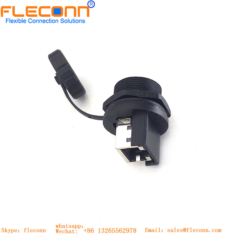 Conector fêmea de montagem em painel com código X M12 para cabo RJ45 com conector de placa XAD 2,5 mm passo B10B-XADSS-N