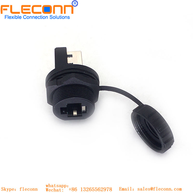 Conector fêmea de montagem em painel com código X M12 para cabo RJ45 com conector de placa XAD 2,5 mm passo B10B-XADSS-N