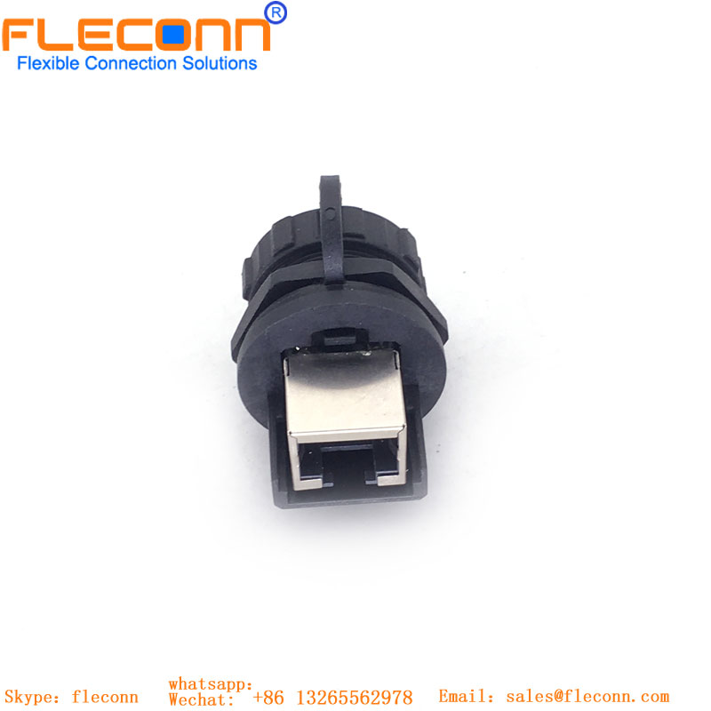 Conector fêmea de montagem em painel com código X M12 para cabo RJ45 com conector de placa XAD 2,5 mm passo B10B-XADSS-N