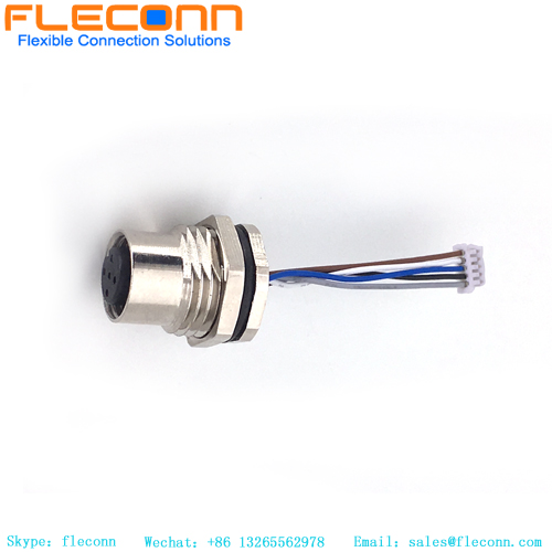 M12 Um conector de montagem em painel traseiro de código 5 pólos com fio para automação de fábrica